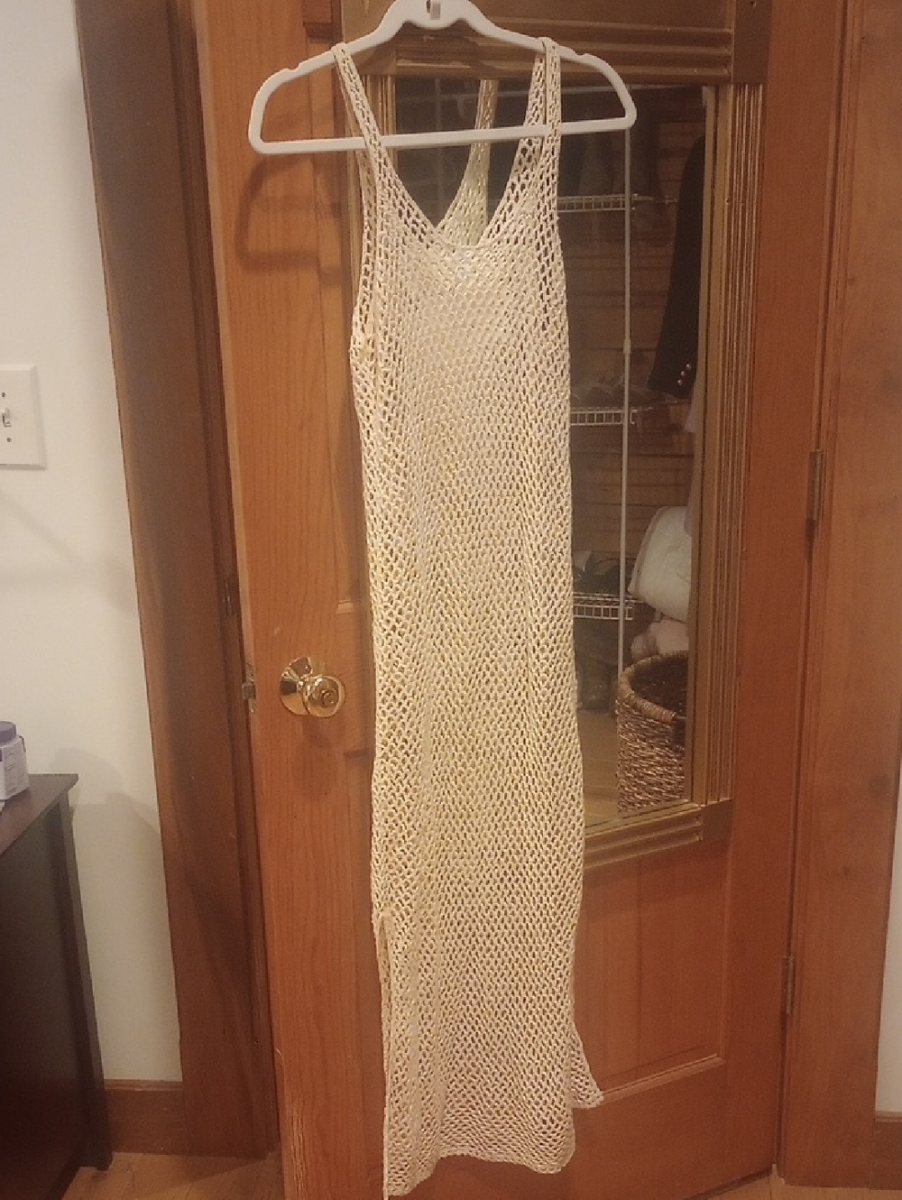 aerie Cream Crochet Maxi Cover-Up Dress